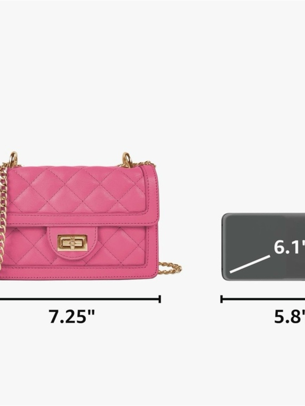 Quilted Pink Leather Crossbody with Gold Hardware - Picture 6 of 7